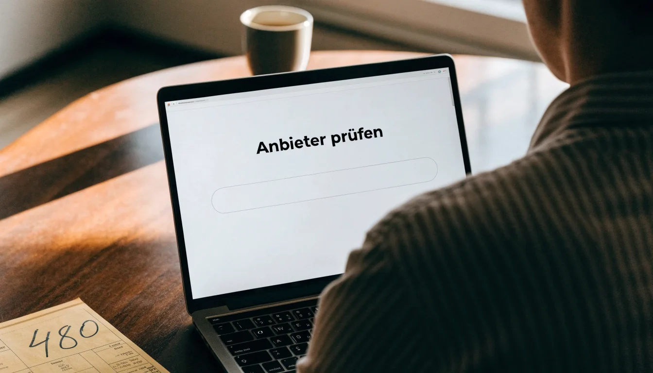 Eine Balkenwaage aus Messing steht auf einem Schreibtisch, daneben ein hölzerner Hammer, das Licht fällt von einem hohen Fenster.