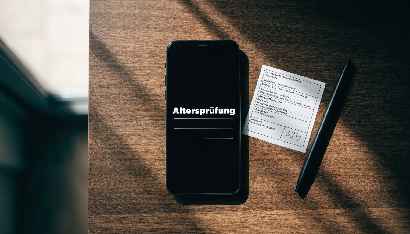 Eine Balkenwaage aus Messing steht neben einem hölzernen Richterhammer auf einem dunklen Pult, im Hintergrund ein unscharfes Bücherregal.