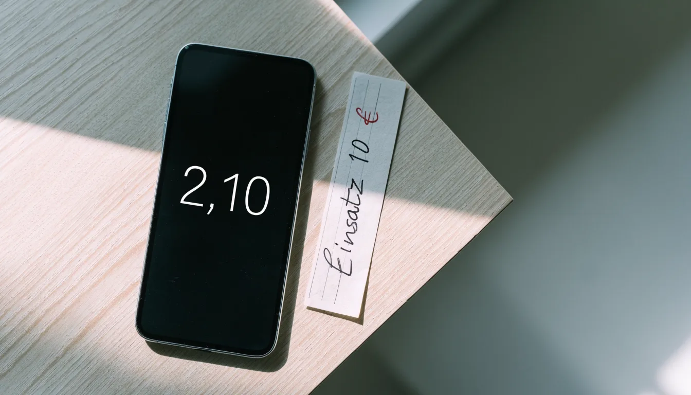 Ein Smartphone mit dunklem Display liegt neben einem leeren Papier-Wettschein auf einem Tisch am Fenster.